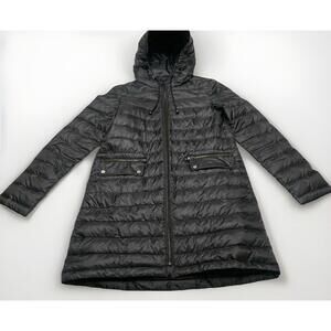 Zara Basic Women’s X-Small Black Lightweight Packable Puffer Long Hooded Jacket